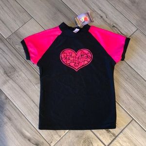 UPF Sun Protection Black/Pink Kids Rash Guard